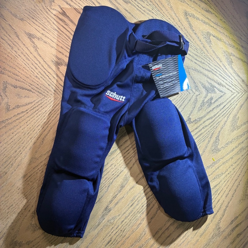 NEW Schutt Youth Football Pants All-In-One Poly Knit Navy Blue Integrated Pads M